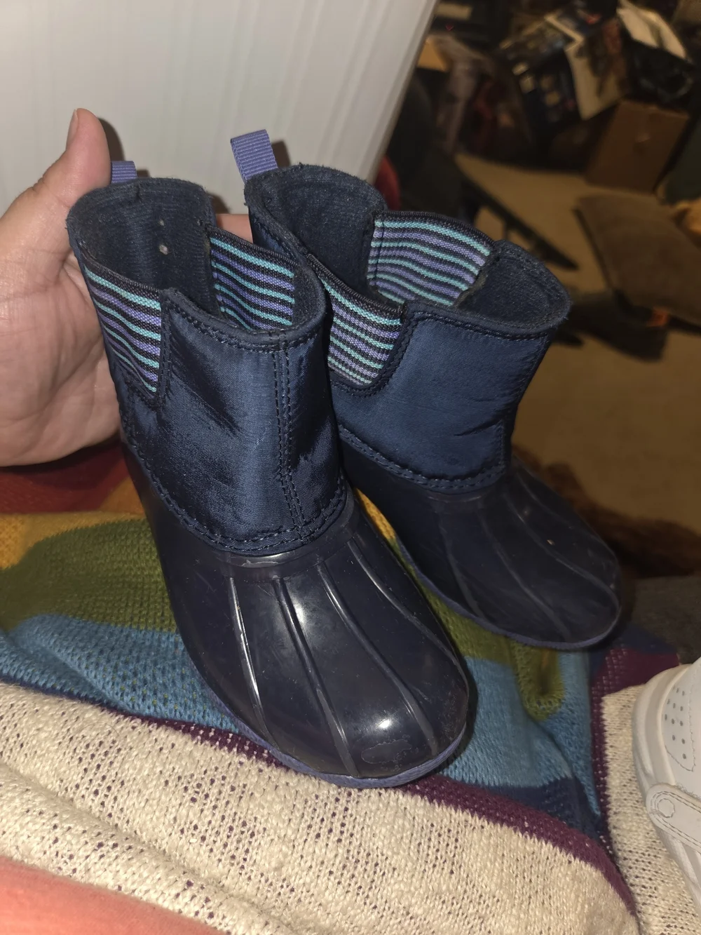 Sperry Kids Navy Purple Rain Boots